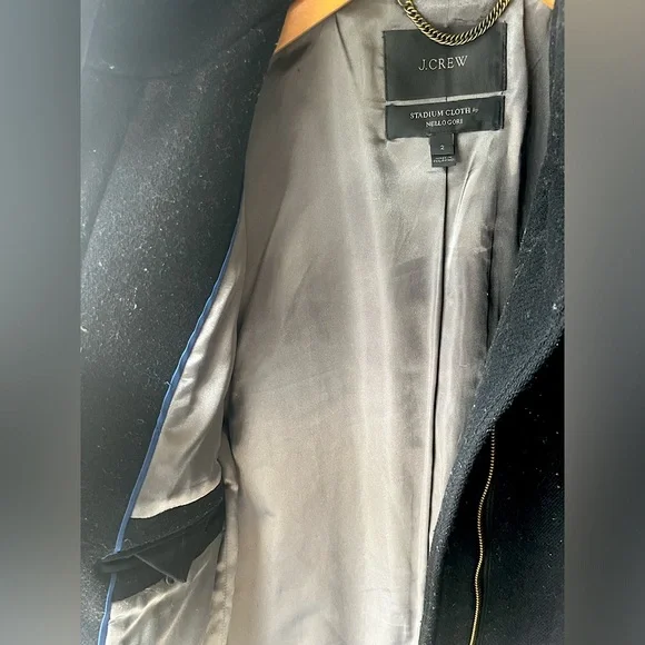 Iconic J.Crew Black Cocoon Coat Stadium Cloth by Nello Gori - Picture 9 of 12